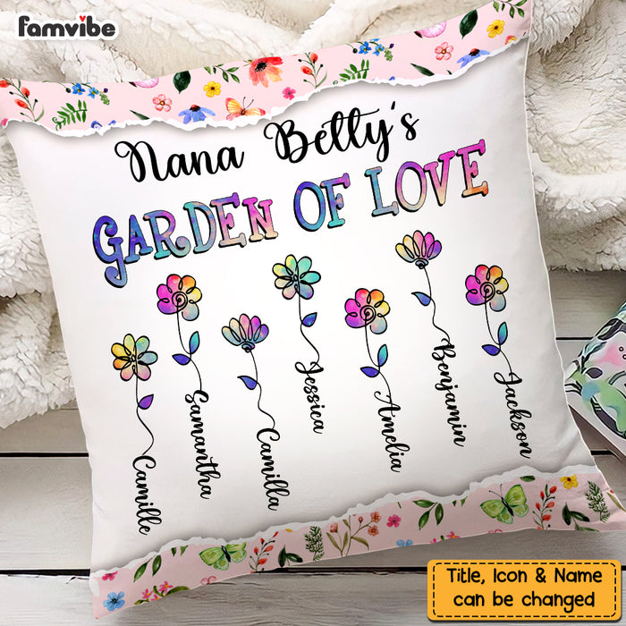 Personalized Grandma's Garden Of Love Pillow NB243 30O47 1