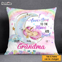 Personalized Baby Unicorn Granddaughter I Love You To Moon And Back From Grandma Pillow NB241 36O58 thumb 1