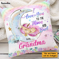 Personalized Baby Unicorn Granddaughter I Love You To Moon And Back From Grandma Pillow NB241 36O58 thumb 1