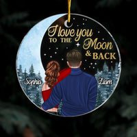 Personalized Love You To The Moon Couple Circle Ornament NB241 58O28 thumb 1