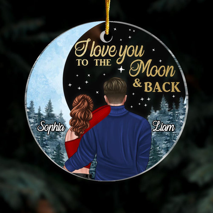 Personalized Love You To The Moon Couple Circle Ornament NB241 58O28 1