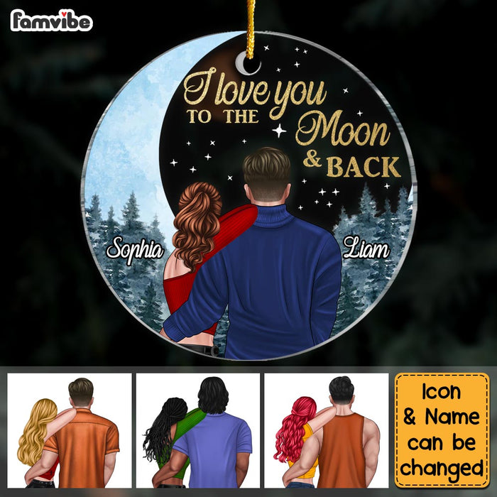 Personalized Love You To The Moon Couple Circle Ornament NB241 58O28 1