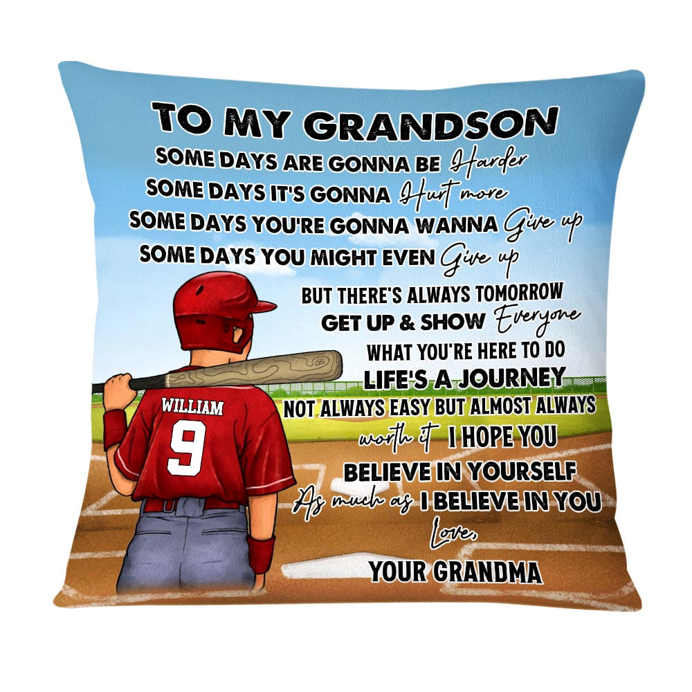 Personalized Baseball Grandson Some Days Are Gonna Be Harder Pillow NB251 36O58 Primary Mockup