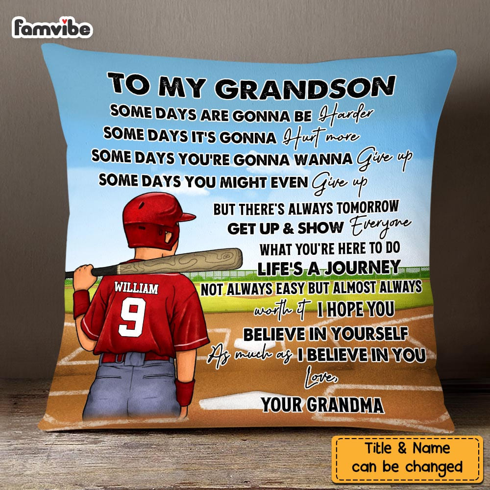 Personalized Baseball Grandson Some Days Are Gonna Be Harder Pillow NB251 36O58 Primary Mockup