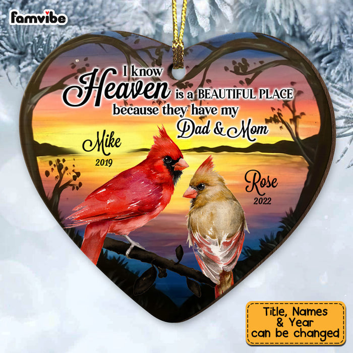 Personalized Heaven Is A Beautiful Place Cardinal Memo Heart Ornament NB263 23O53 1