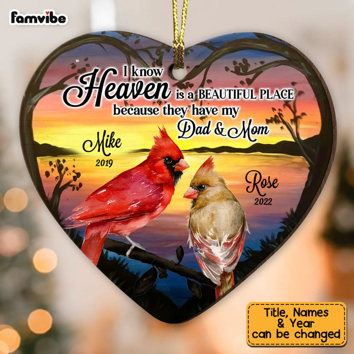 Personalized Heaven Is A Beautiful Place Cardinal Memo Heart Ornament NB263 23O53 1
