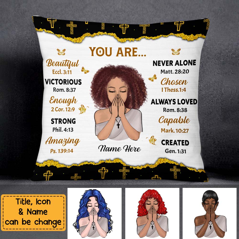 Personalized Daughter God Says You Are Bible Verse Prayer Pillow NB255 58O75