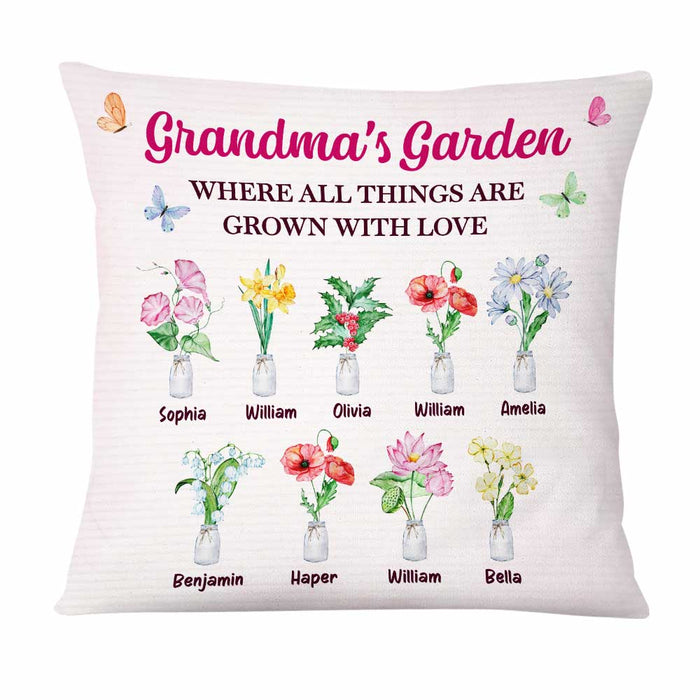 Personalized Grandma's Garden Where Things Are Grown With Love Pillow NB251 23O47 1