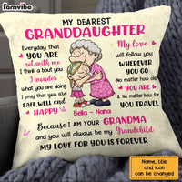 Personalized Love From Grandma To Granddaughter Pillow NB261 36O28 thumb 1