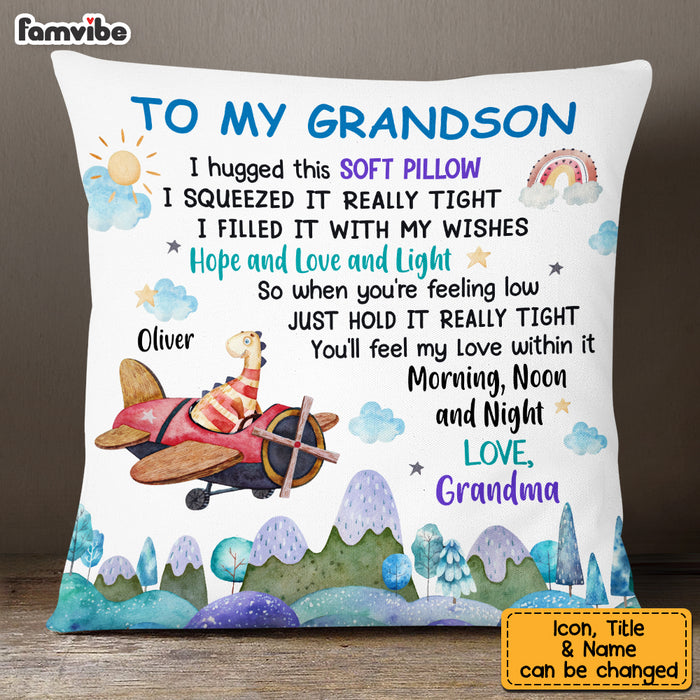 Personalized Grandson Dinosaur Hug This Pillow NB262 32O53 1