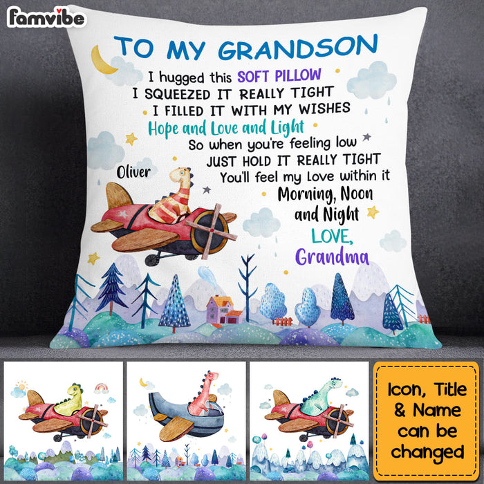 Personalized Grandson Dinosaur Hug This Pillow NB262 32O53 1