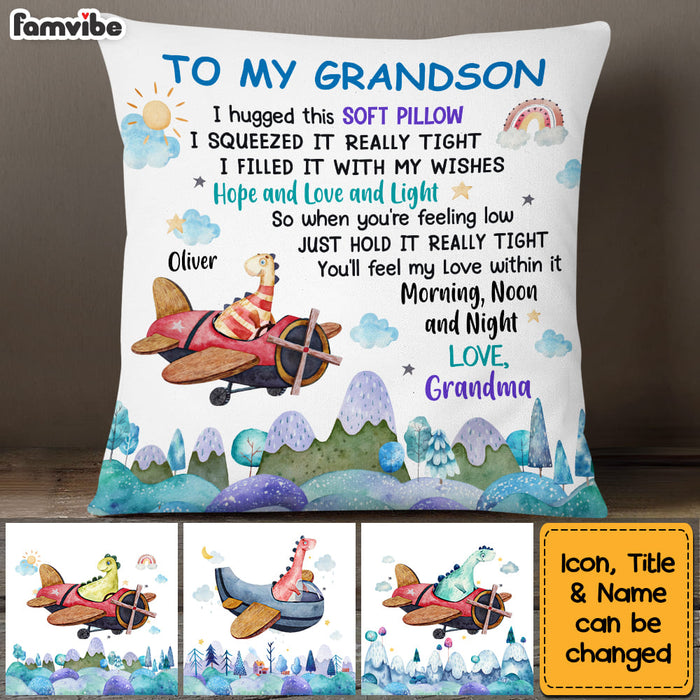 Personalized Grandson Dinosaur Hug This Pillow NB262 32O53 1