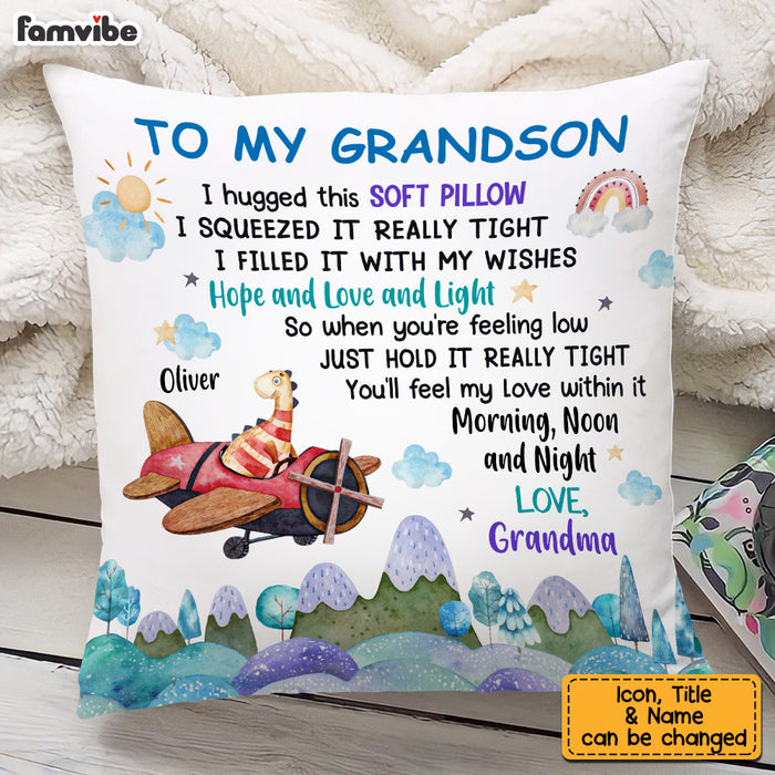 Personalized Grandson Dinosaur Hug This Pillow NB262 32O53 1