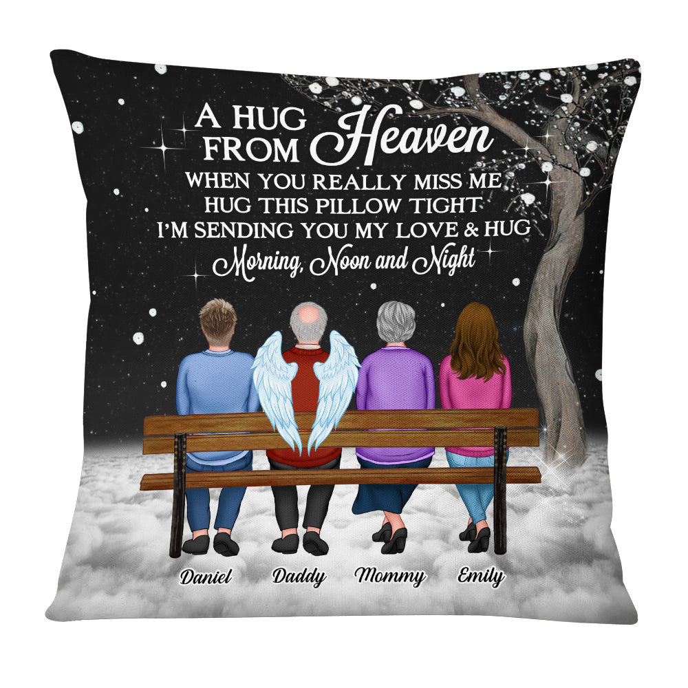 Personalized Family Sending Hugs From Heaven Pillow NB286 36O53 Primary Mockup