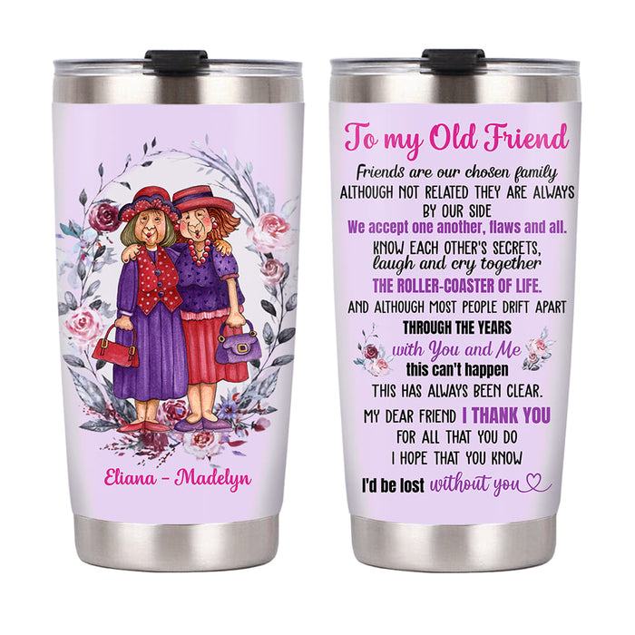 Personalized To My Old Friend Purple Flower Steel Tumbler NB261 23O58 1