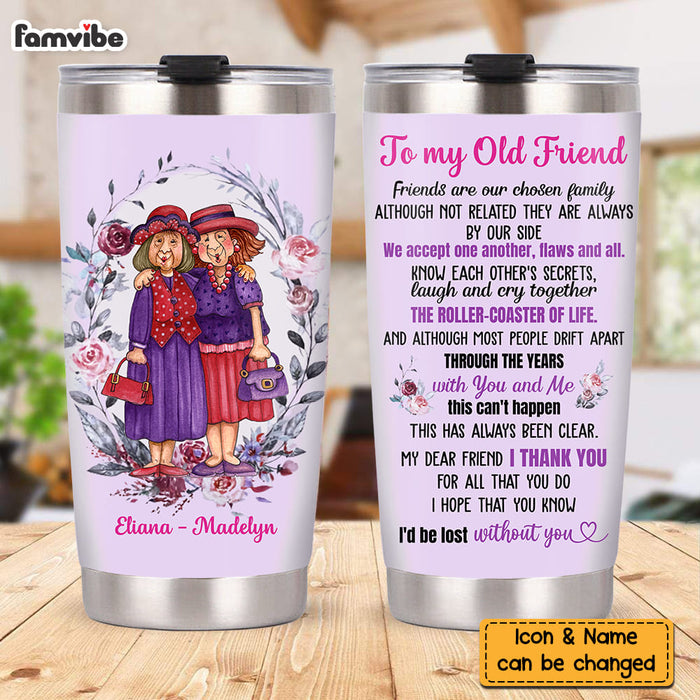Personalized To My Old Friend Purple Flower Steel Tumbler NB261 23O58 1