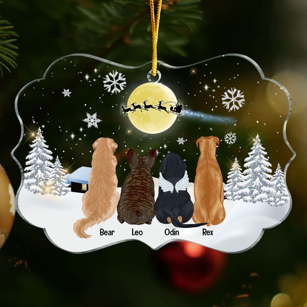 Personalized Dog Christmas Watching Santa Benelux Ornament NB111 30O58 Primary Mockup