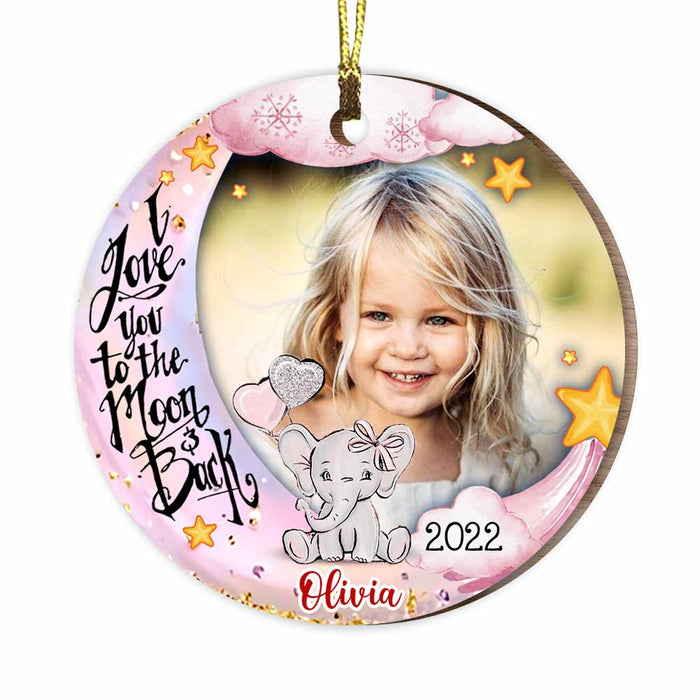 Personalized Granddaughter I Love You Moon Elephant Photo Circle Ornament NB282 23O47 1
