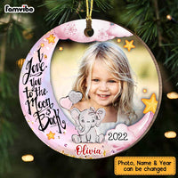 Personalized Granddaughter I Love You Moon Elephant Photo Circle Ornament NB282 23O47 thumb 1