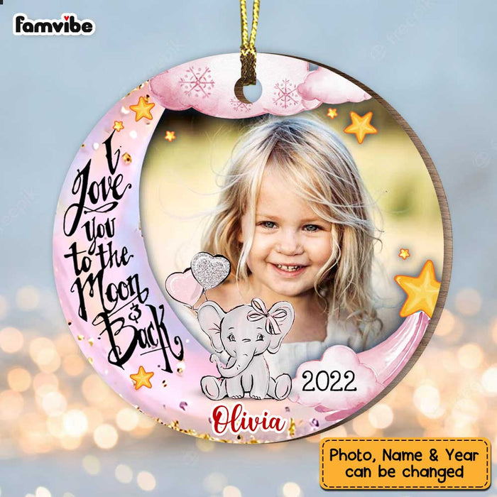 Personalized Granddaughter I Love You Moon Elephant Photo Circle Ornament NB282 23O47 1