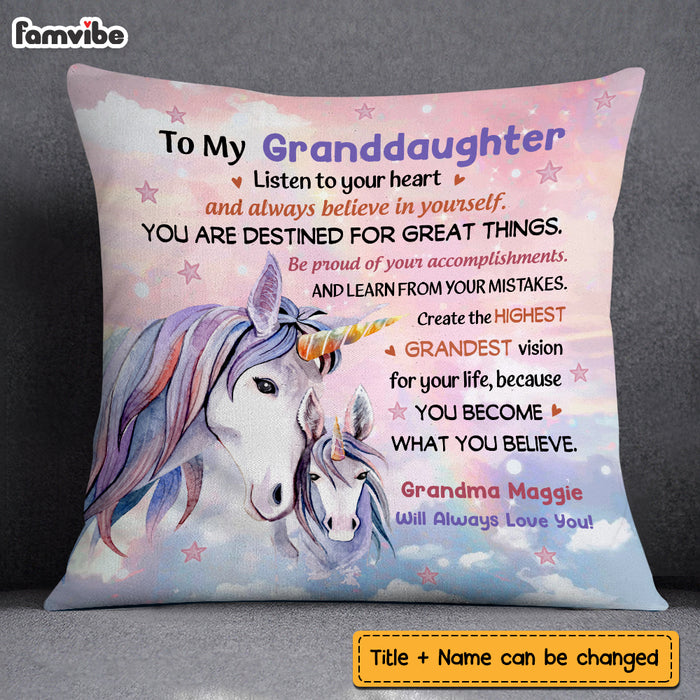 Personalized To My Granddaughter Listen To Your Heart Pillow NB286 36O73 1