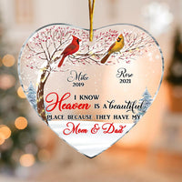 Personalized Memo Cardinal I Know Heaven Is Beautiful Heart Ornament NB121 30O28 thumb 1
