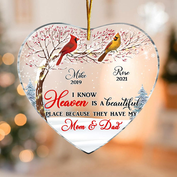 Personalized Memo Cardinal I Know Heaven Is Beautiful Heart Ornament NB121 30O28 1