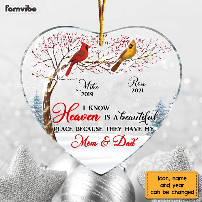 Personalized Memo Cardinal I Know Heaven Is Beautiful Heart Ornament NB121 30O28 1