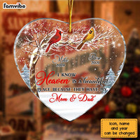 Personalized Memo Cardinal I Know Heaven Is Beautiful Heart Ornament NB121 30O28 thumb 1