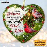 Personalized I Know Heaven Is A Beautiful Place For Loss Of Mom Dad Memorial Heart Ornament NB111 58O47 thumb 1