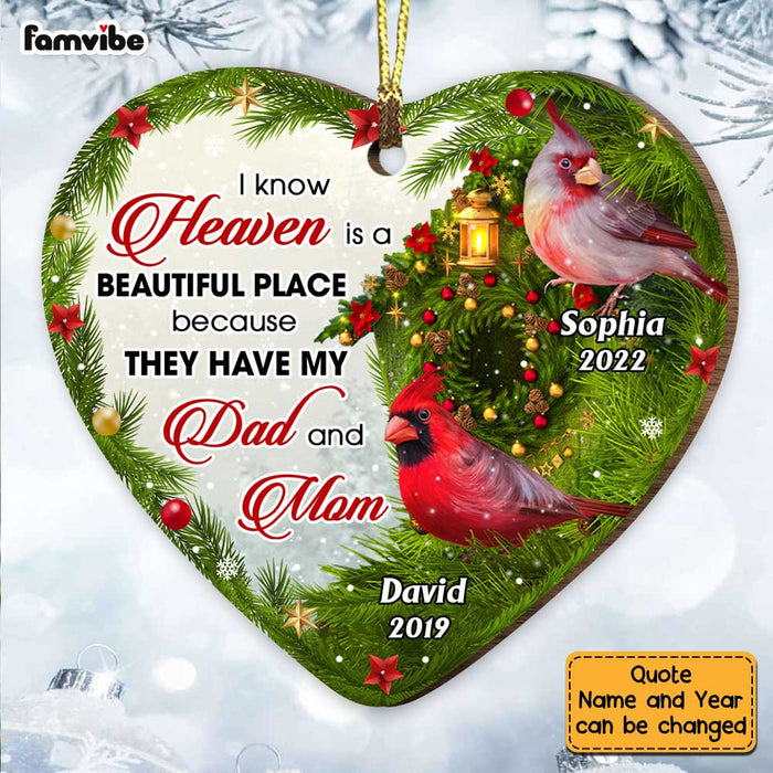 Personalized I Know Heaven Is A Beautiful Place For Loss Of Mom Dad Memorial Heart Ornament NB111 58O47 1