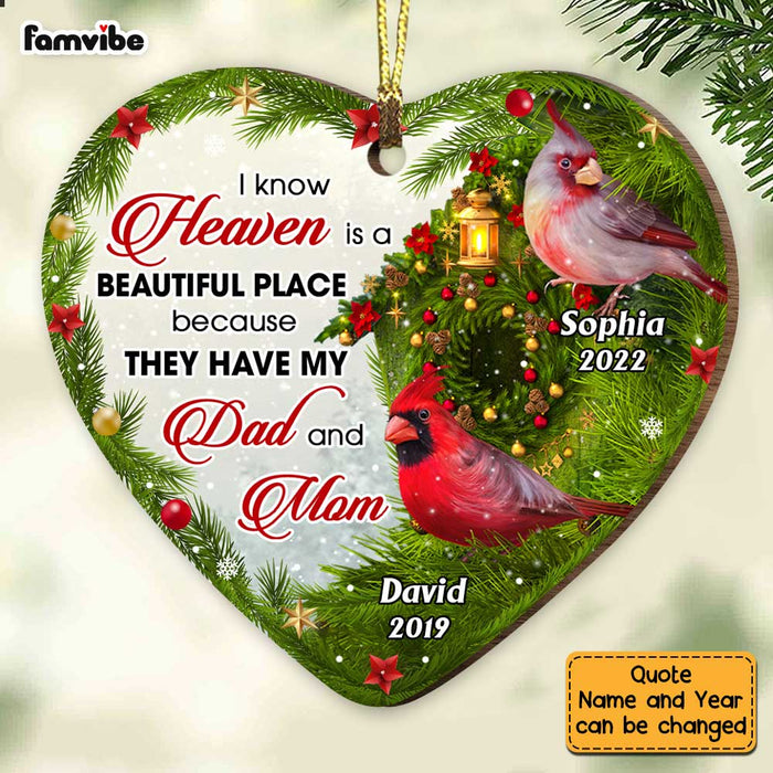 Personalized I Know Heaven Is A Beautiful Place For Loss Of Mom Dad Memorial Heart Ornament NB111 58O47 1