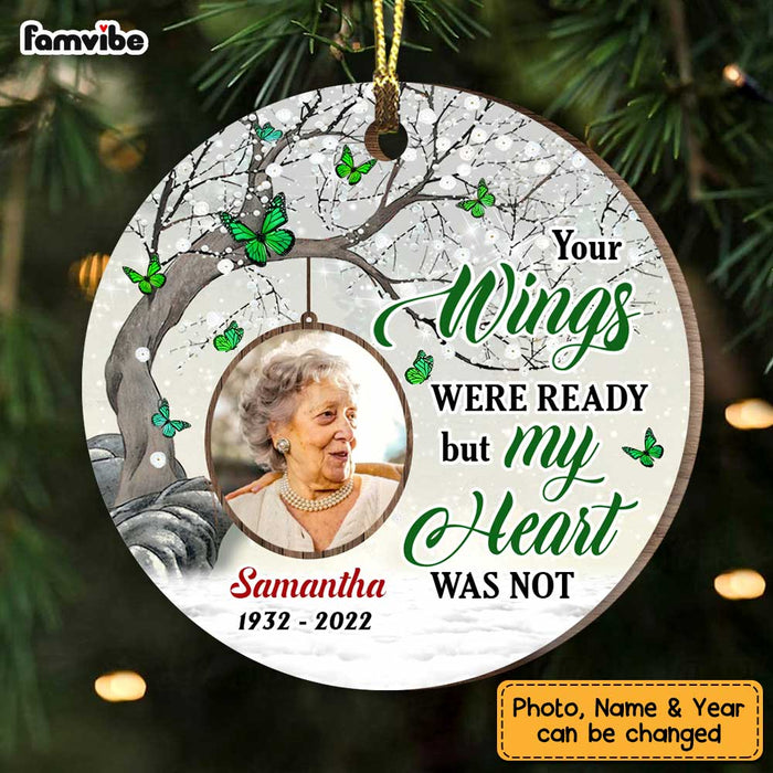 Personalized Memo Butterfly Your Wings Were Ready Circle Photo Circle Ornament NB291 32O47 1