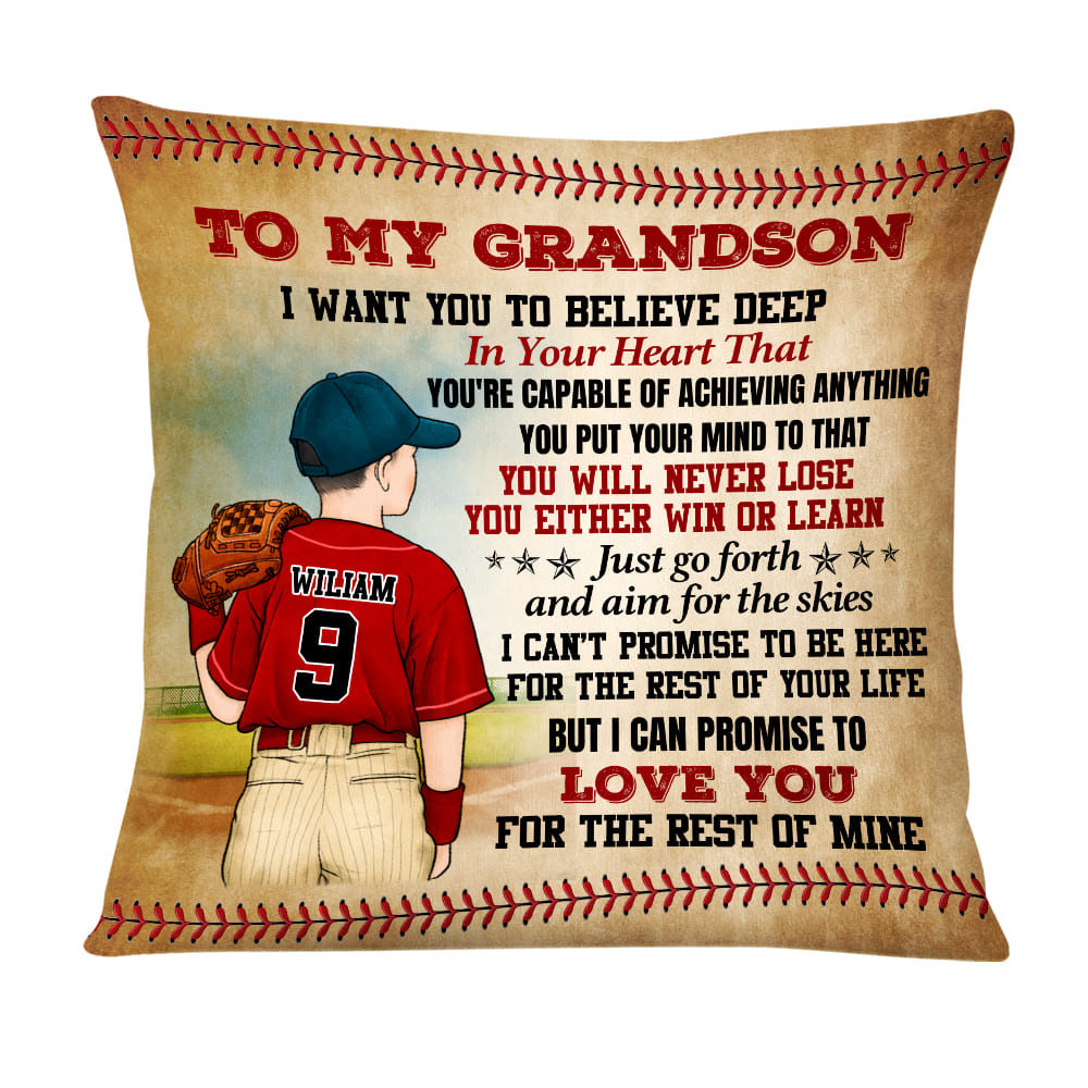 Personalized To My Grandson Love Baseball Pillow NB294 30O58 Primary Mockup