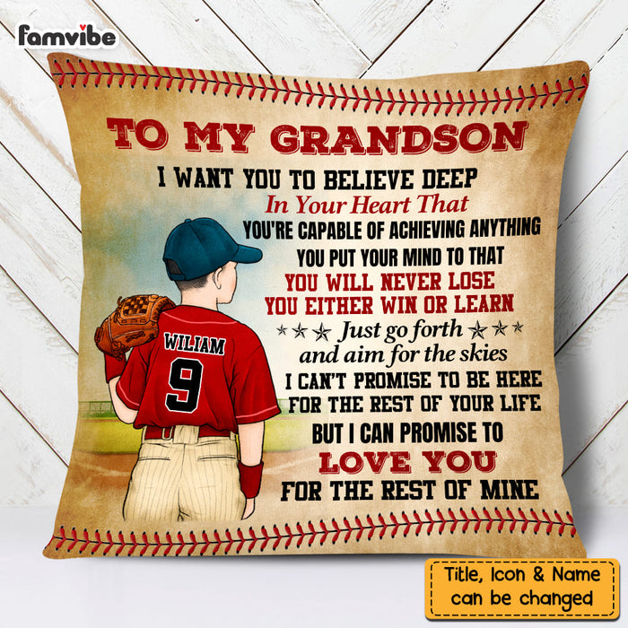 Personalized To My Grandson Love Baseball Pillow NB294 30O58 1