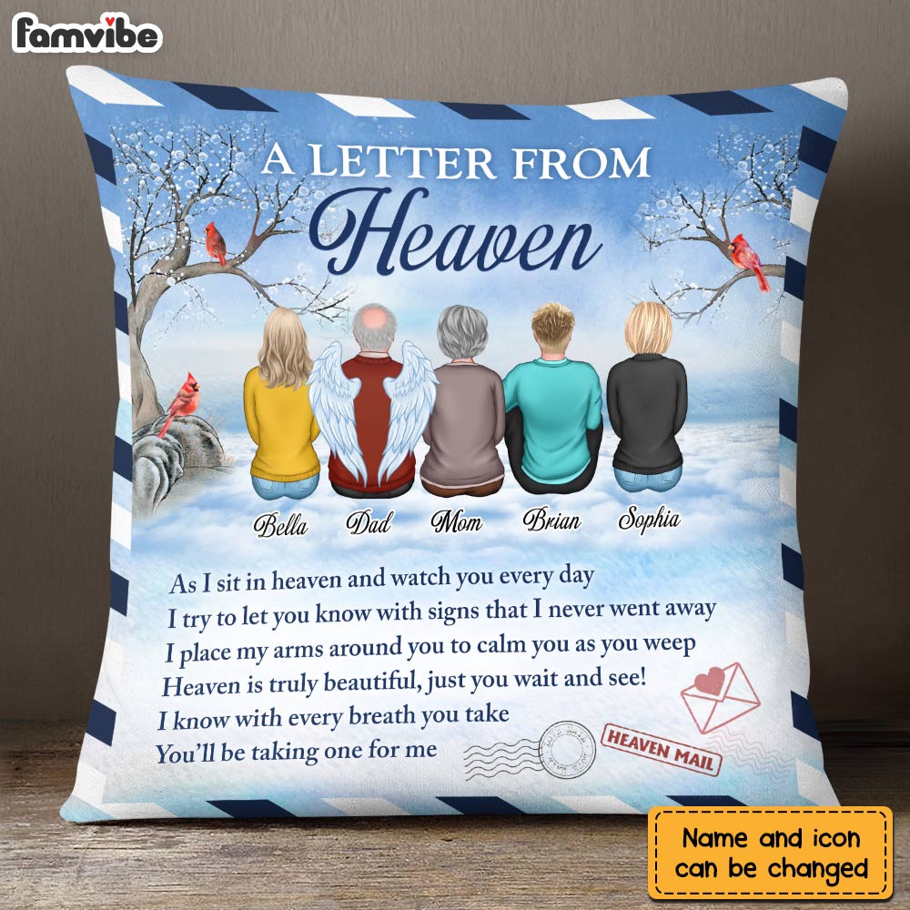 Personalized Memo Letter From Heaven Pillow NB292 30O28 Primary Mockup