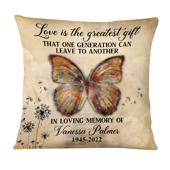 Personalized  Dandelion Butterfly Sympathy Gift Loss of Loved One Memorial Pillow DB72 36O58 1