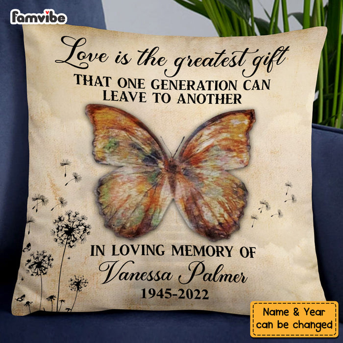 Personalized  Dandelion Butterfly Sympathy Gift Loss of Loved One Memorial Pillow DB72 36O58 1
