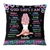 Personalized God Says I Am Sun Sunflowers Glitter Leopard Pillow NB303 32O28 thumb 1