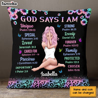 Personalized God Says I Am Sun Sunflowers Glitter Leopard Pillow NB303 32O28 thumb 1