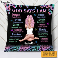 Personalized God Says I Am Sun Sunflowers Glitter Leopard Pillow NB303 32O28 thumb 1