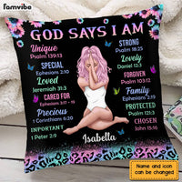 Personalized God Says I Am Sun Sunflowers Glitter Leopard Pillow NB303 32O28 thumb 1
