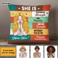 Personalized Bible Verses She Is Clothed In Strength Pillow NB304 23O75 thumb 1