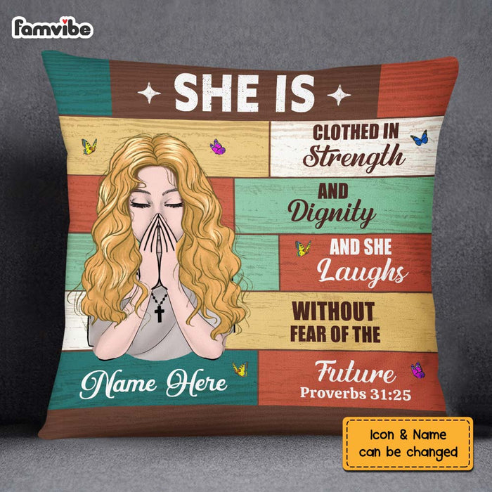 Personalized Bible Verses She Is Clothed In Strength Pillow NB304 23O75 1