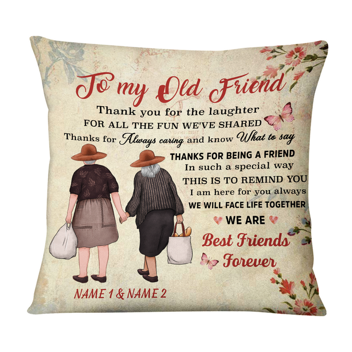 Personalized Thank You Old Friends Holding Hands Vintage Style Pillow NB305 36O76 1
