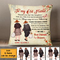 Personalized Thank You Old Friends Holding Hands Vintage Style Pillow NB305 36O76 thumb 1