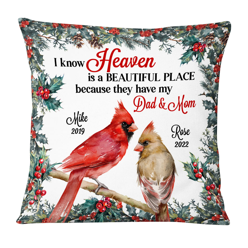 Personalized Heaven Is A Beautiful Place For Loss Of Mom Dad Memorial Pillow NB306 36O53 Primary Mockup