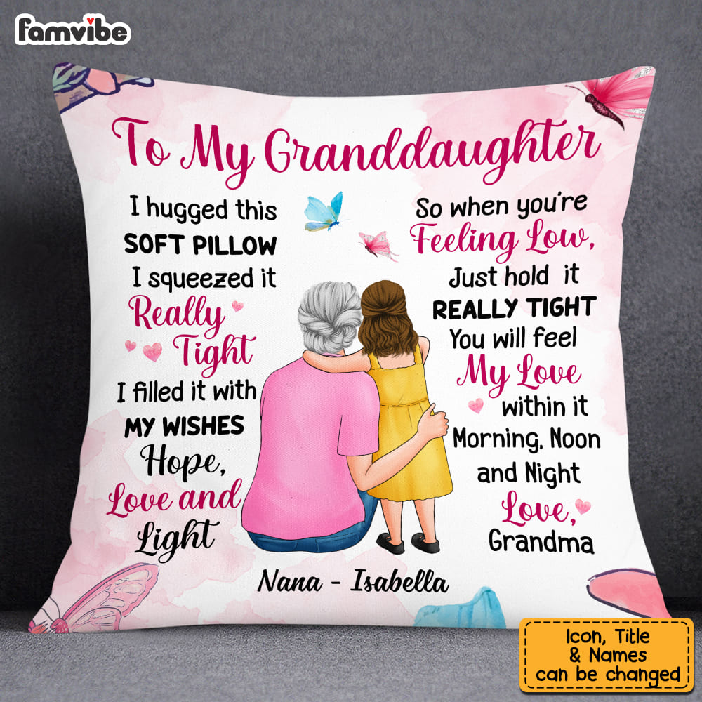 Personalized To My Granddaughter Hug This Pillow DB12 23O53 Primary Mockup