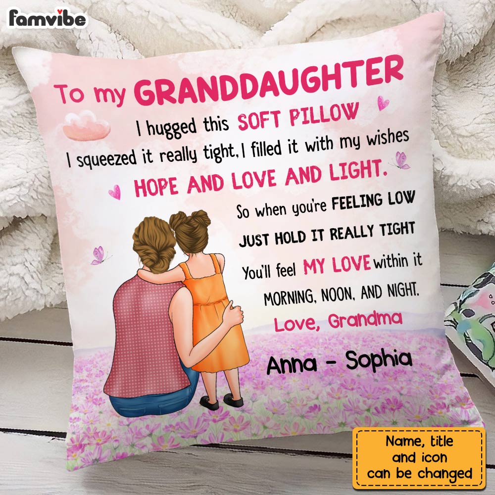 Personalized To My Granddaughter Hug This Pillow DB13 23O28 Primary Mockup