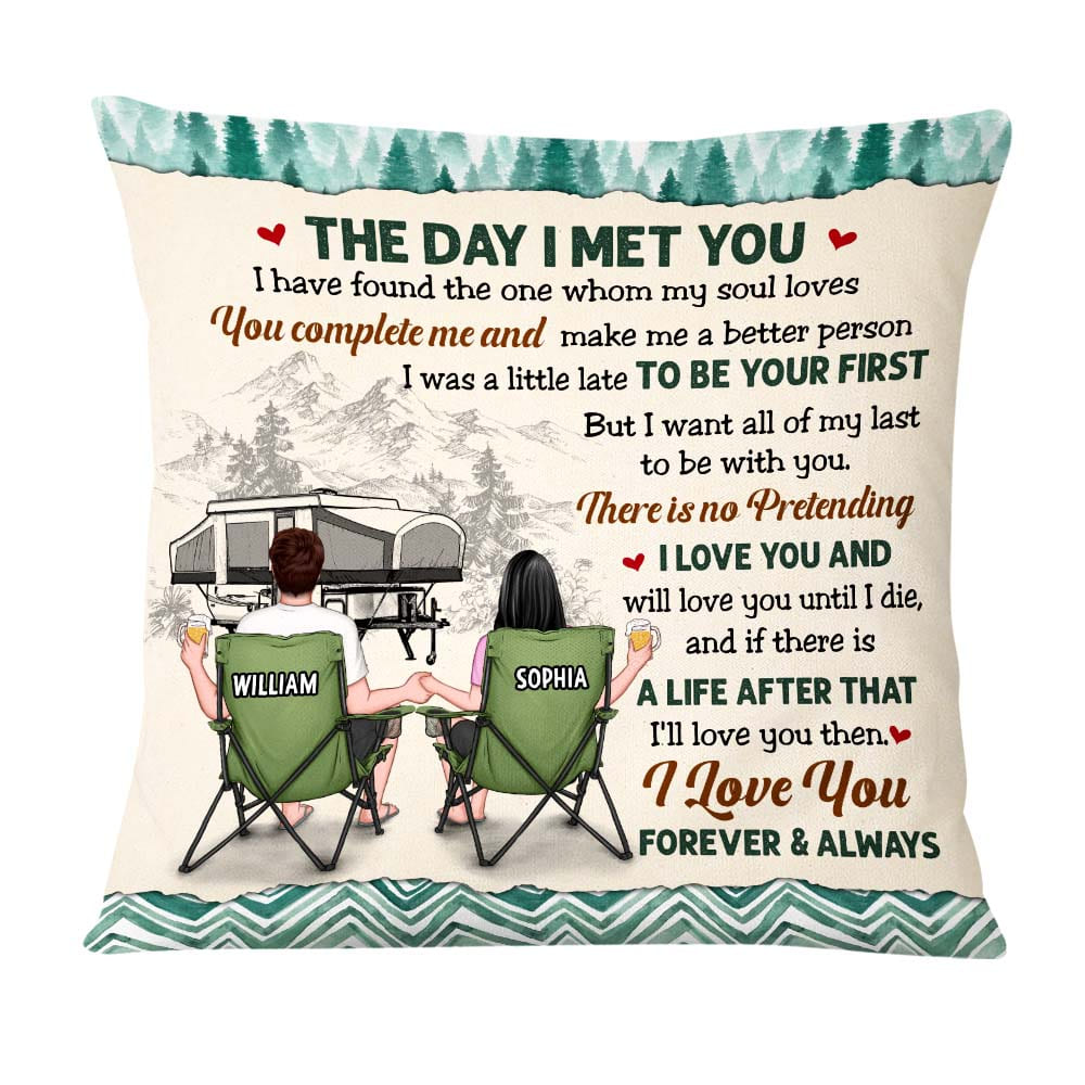 Personalized Couple Camping The Day I Met You Pillow DB23 23O47 Primary Mockup
